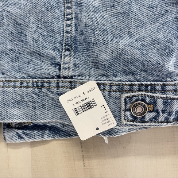 nwt FREE PEOPLE rumors denim boho jean jacket coat soft cotton L - Picture 7 of 9